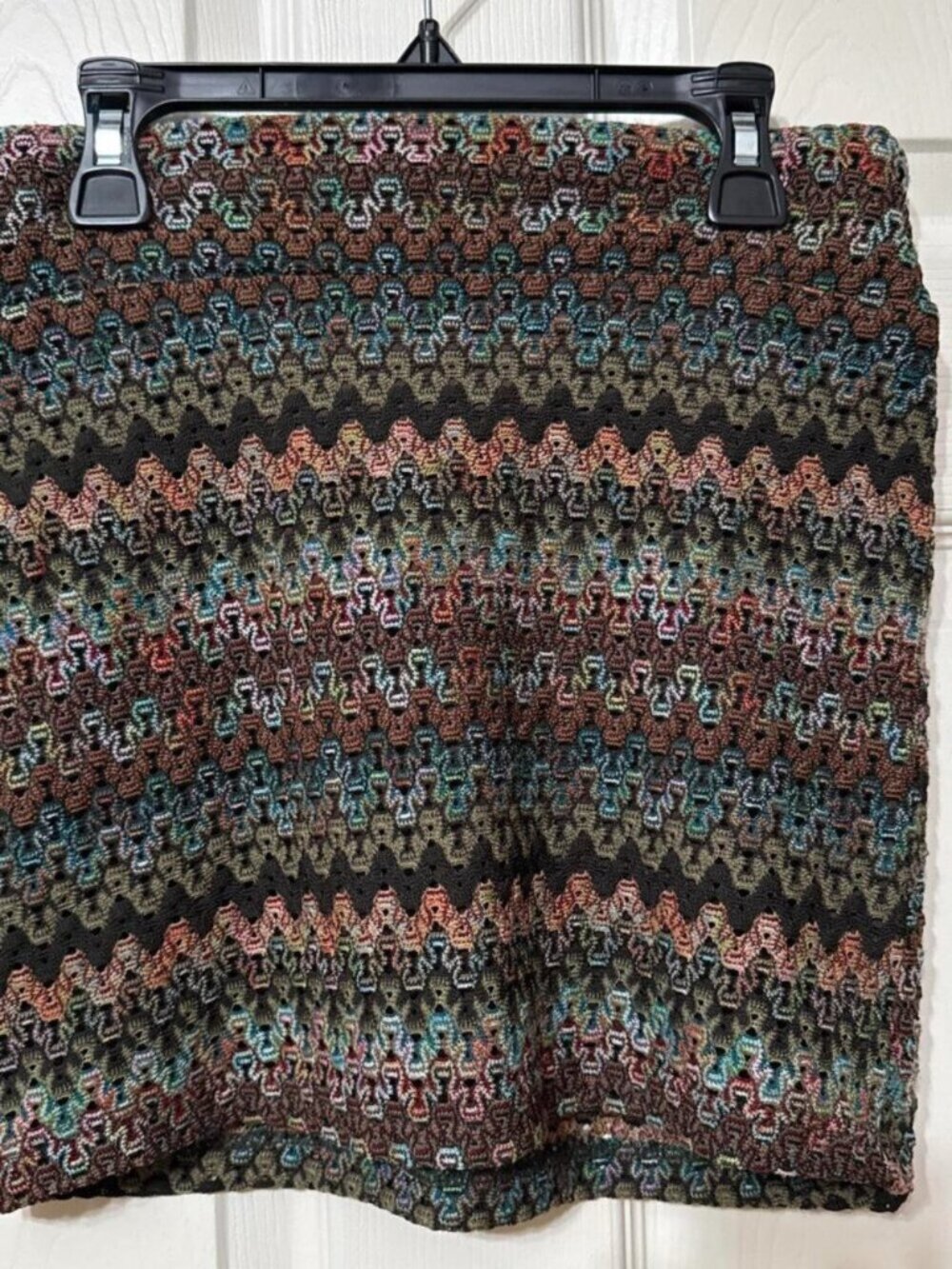 Knit brown, green, blue, and other colored mini skirt